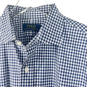 POLO RALPH LAUREN Blue & White Gingham button Down Men's Large Shirt